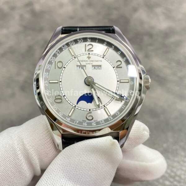 ZF Factory Vacheron Constantin Fiftysix 4000E/000A-B439 40mm Steel Leather Strap Arabic Numerals Silver Dial