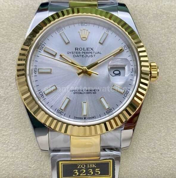 ZQ Factory Rolex Datejust 126333-0001 41mm Half Yellow Gold Silver Dial