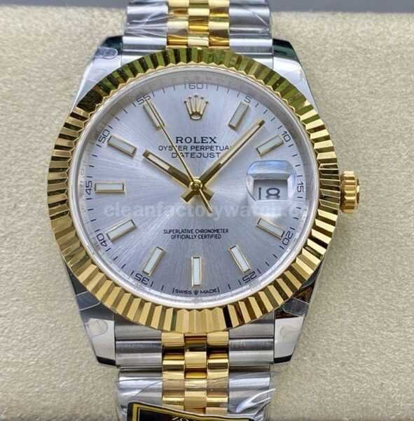 ZQ Factory Rolex Datejust 126333-0002 41mm Half Yellow Gold Silver Dial Jubilee