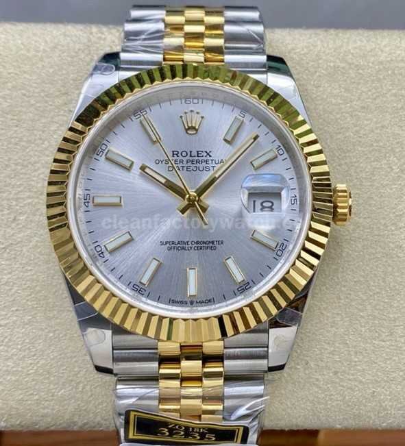 ZQ Factory Rolex Datejust 126333 0002 41mm Half Yellow Gold Silver Dial Jubilee (10)