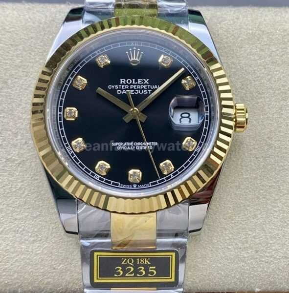 ZQ Factory Rolex Datejust 126333-0005 41mm Half Yellow Gold Diamond Black Dial