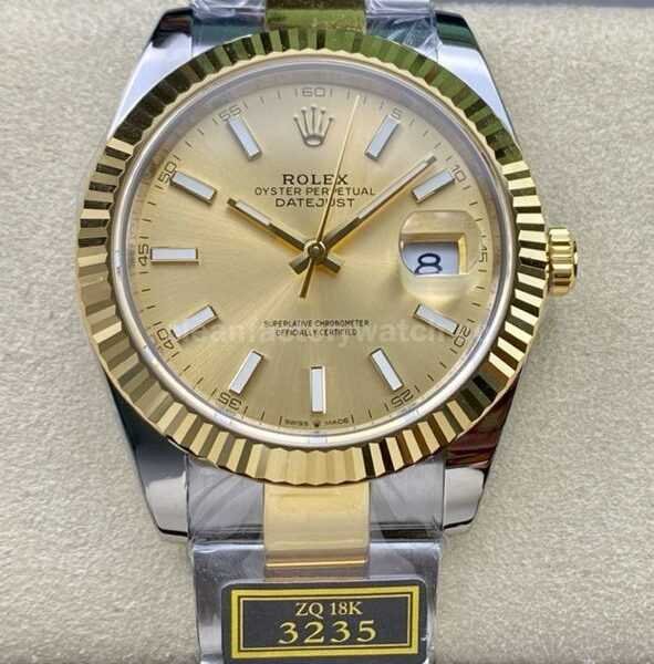 ZQ Factory Rolex Datejust 126333-0009 41mm Half Yellow Gold Champagne Dial