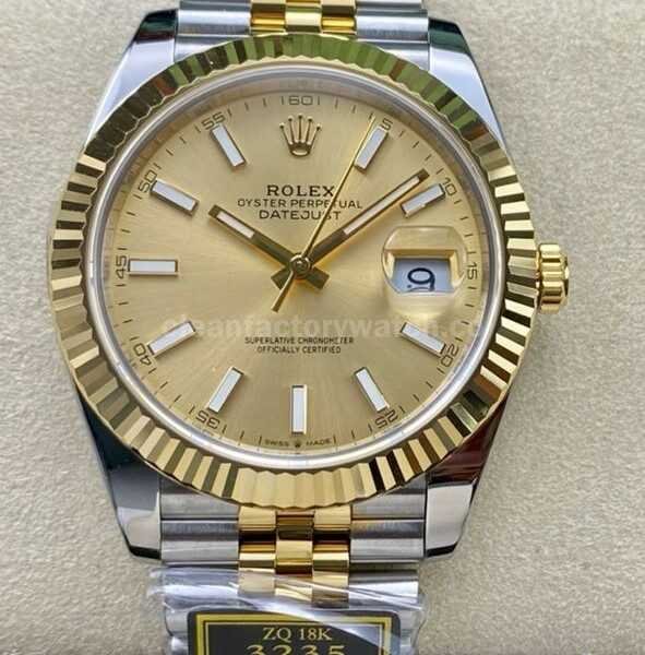 ZQ Factory Rolex Datejust 126333-0010 41mm Half Yellow Gold Champagne Dial Jubilee