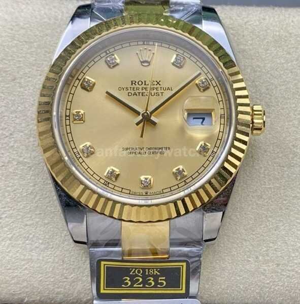 ZQ Factory Rolex Datejust 126333-0011 41mm Half Yellow Gold Diamond Champagne Dial