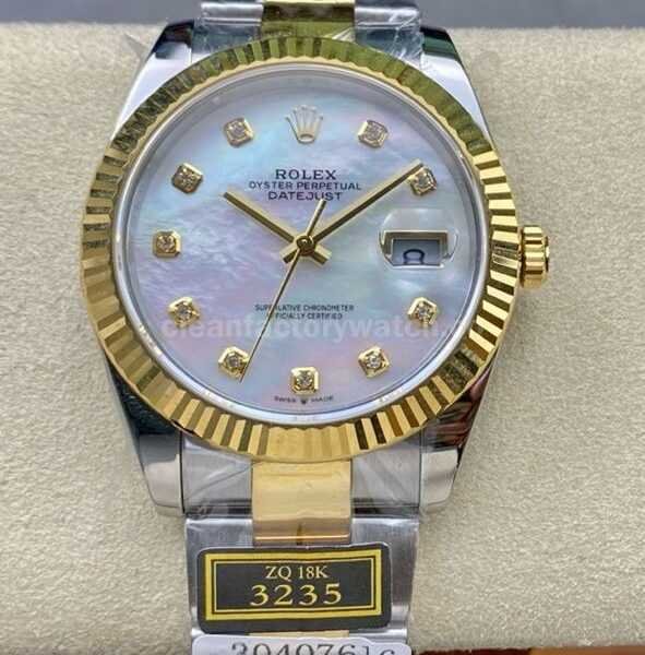 ZQ Factory Rolex Datejust 126333-0017 41mm Half Yellow Gold Diamond Mother Of Pearl Dial