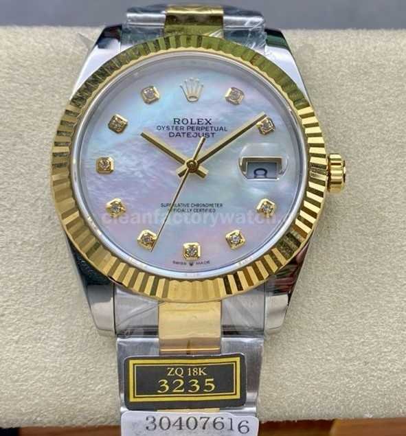 ZQ Factory Rolex Datejust 126333 0017 41mm Half Yellow Gold Diamond Mother Of Pearl Dial (5)