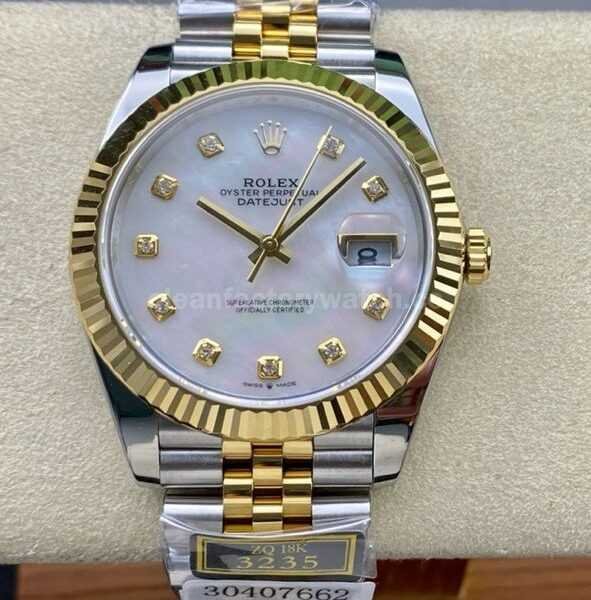 ZQ Factory Rolex Datejust 126333-0018 41mm Half Yellow Gold Diamond Mother Of Pearl Dial Jubilee
