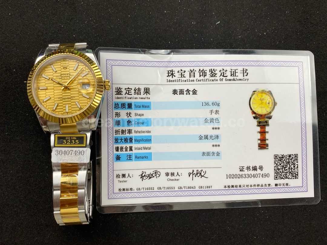 ZQ Factory Rolex Datejust 126333 0021 41mm Half Yellow Gold Fluted Motif Gold Dial (5)