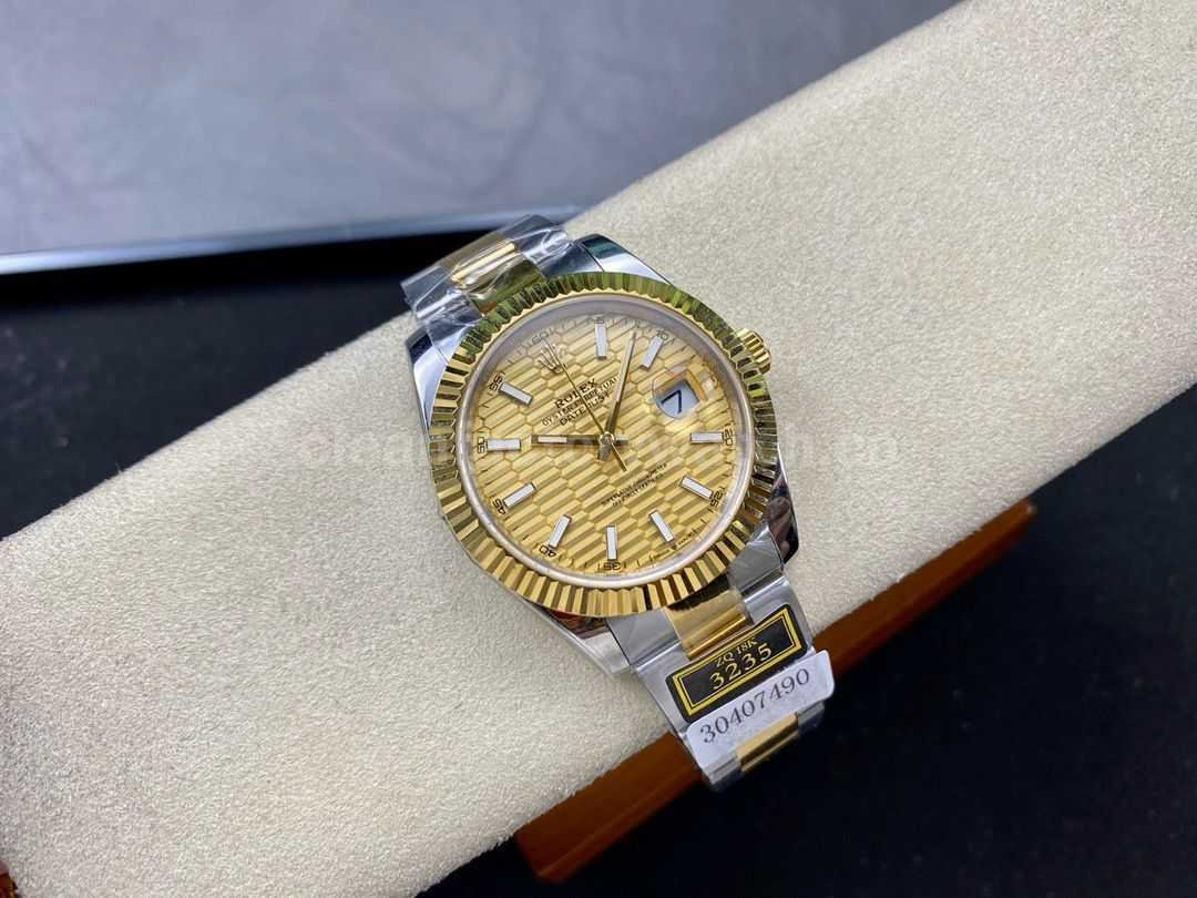 ZQ Factory Rolex Datejust 126333 0021 41mm Half Yellow Gold Fluted Motif Gold Dial (7)