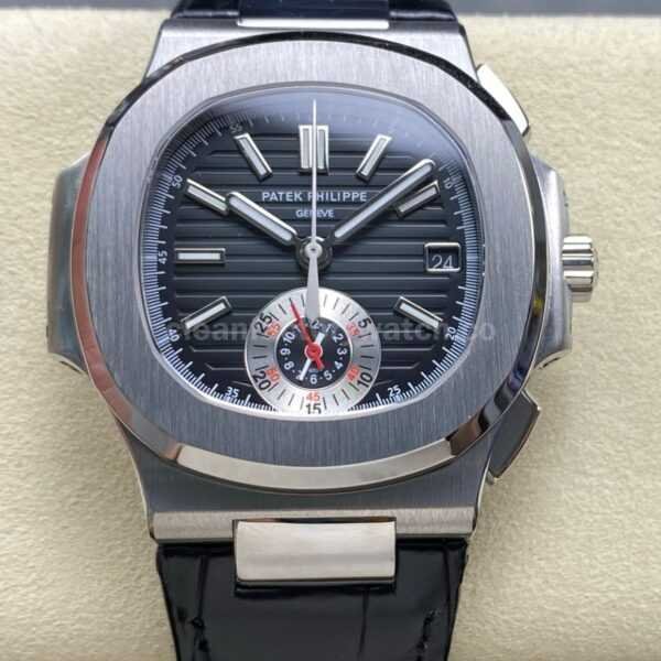 3K Factory Patek Philippe Nautilus 5980/1A-014 Leather Strap Black Dial