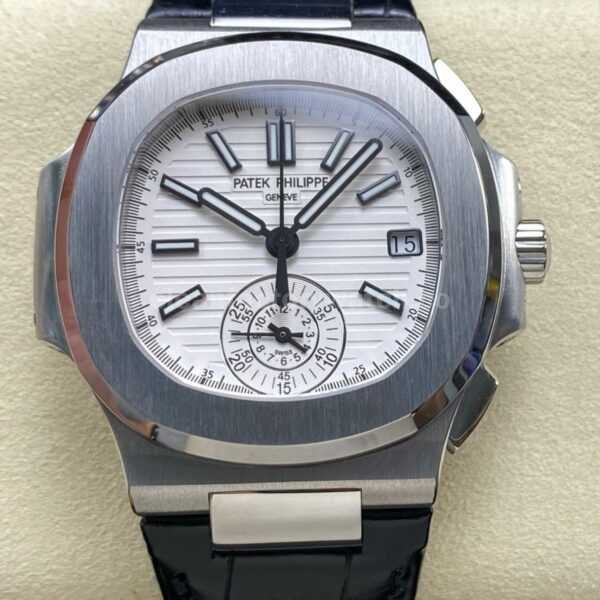 3K Factory Patek Philippe Nautilus 59801A-019 Leather Strap White Dial
