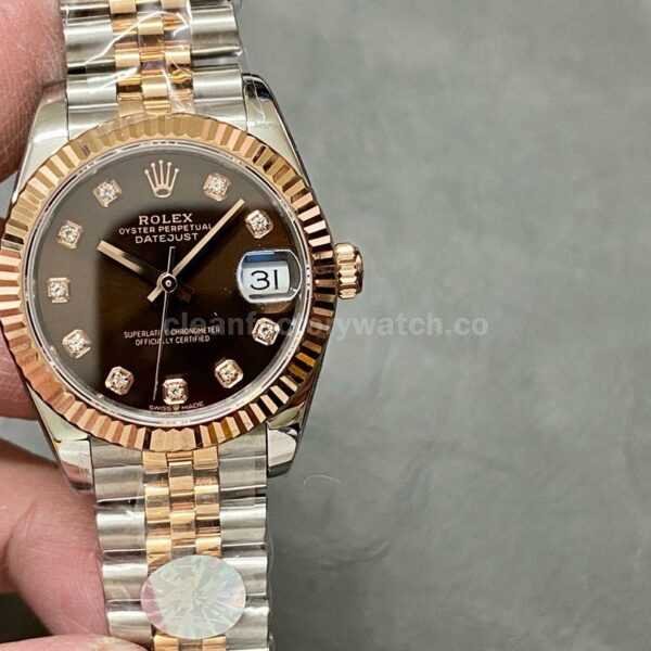A+ Factory Rolex Datejust 278271-0028 31mm Half Rose Gold Diamond Mop Brown Dial Jubilee