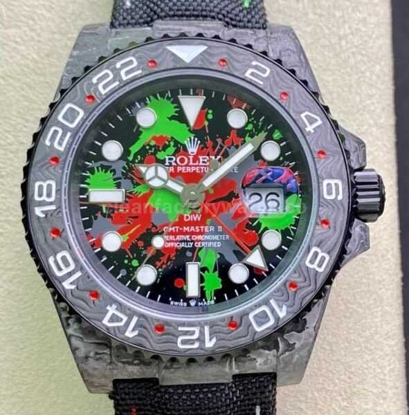 DIW Factory Rolex GMT-Master II 126710 Limited Edition 40mm Silver Word Carbon Fiber Artificial Fiber Woven Strap Color Carbon Fiber Dial