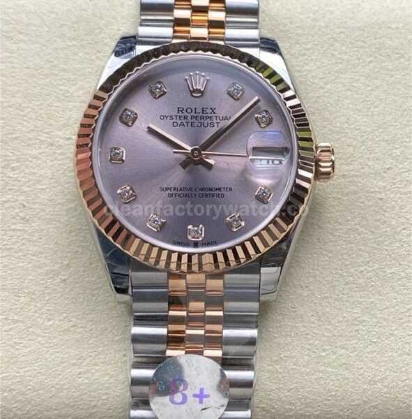 8+ Factory Rolex Datejust 278271-0024 31mm Half Rose Gold Diamond Pink Dial Jubilee