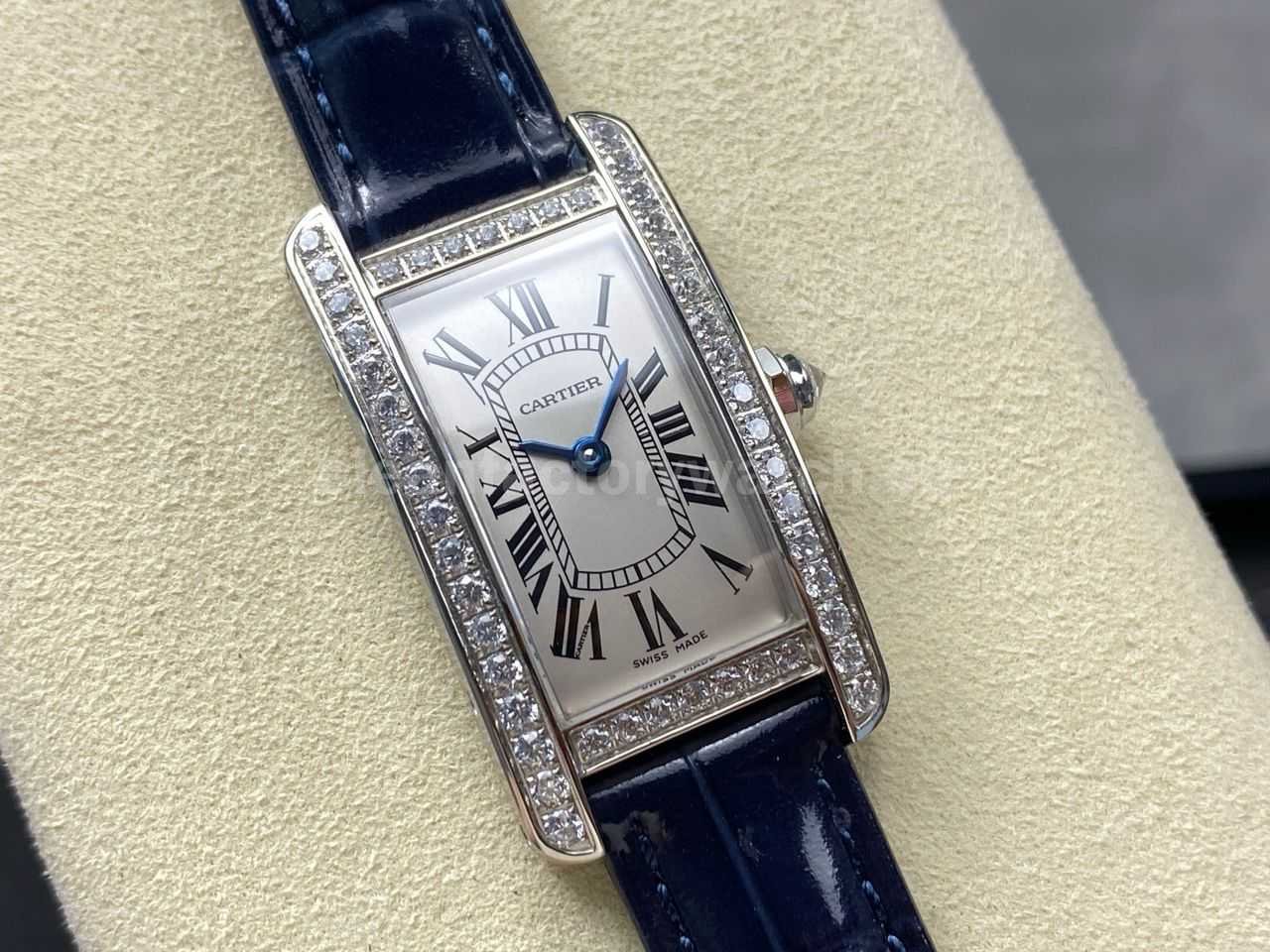 8848 Factory Cartier Tank Américaine 19mm W2601956 Crocodile Leather Roman Numerals Silver Dial (1)
