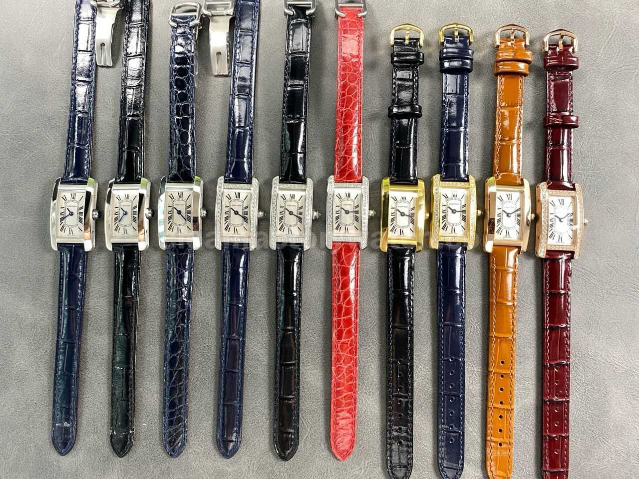 8848 Factory Cartier Tank Américaine 19mm W2601956 Crocodile Leather Roman Numerals Silver Dial (10)