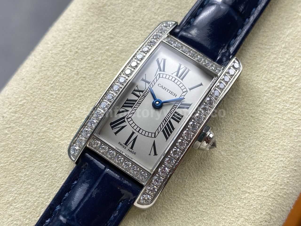 8848 Factory Cartier Tank Américaine 19mm W2601956 Crocodile Leather Roman Numerals Silver Dial (2)