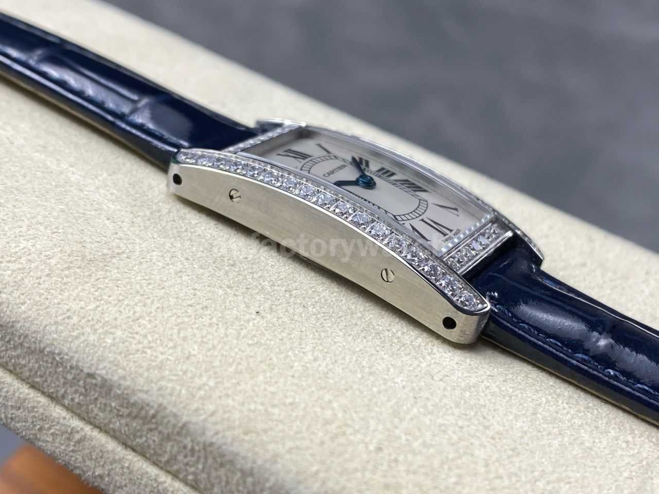 8848 Factory Cartier Tank Américaine 19mm W2601956 Crocodile Leather Roman Numerals Silver Dial (4)