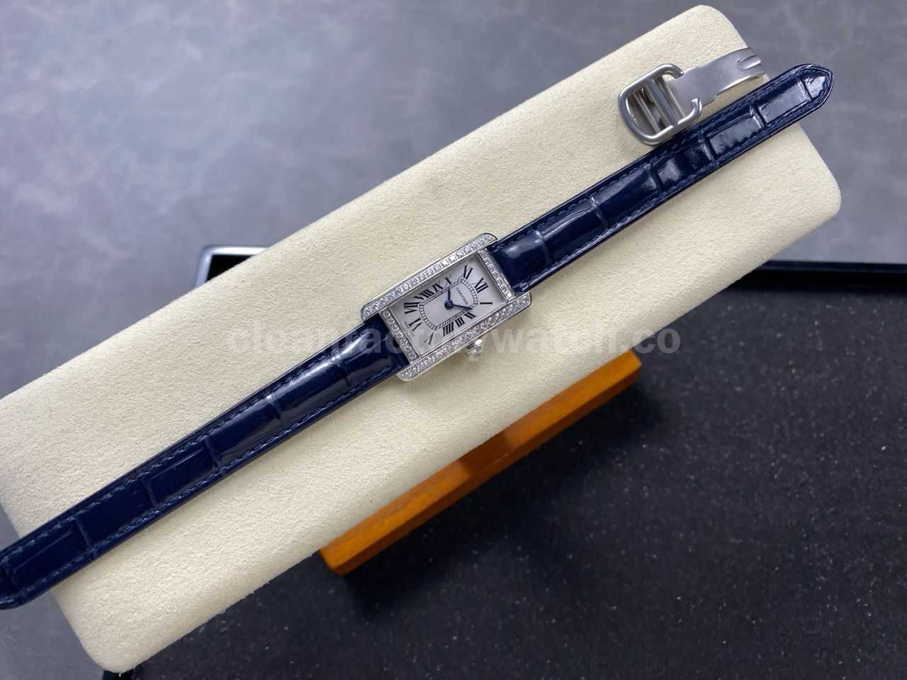 8848 Factory Cartier Tank Américaine 19mm W2601956 Crocodile Leather Roman Numerals Silver Dial (5)