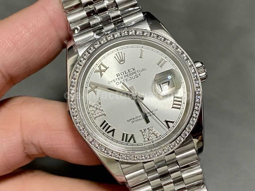 A+ Factory Rolex Datejust 126284RBR 0021 36mm Diamond Bezel Full 904L Roman Numerals&Diamond Sil (14)