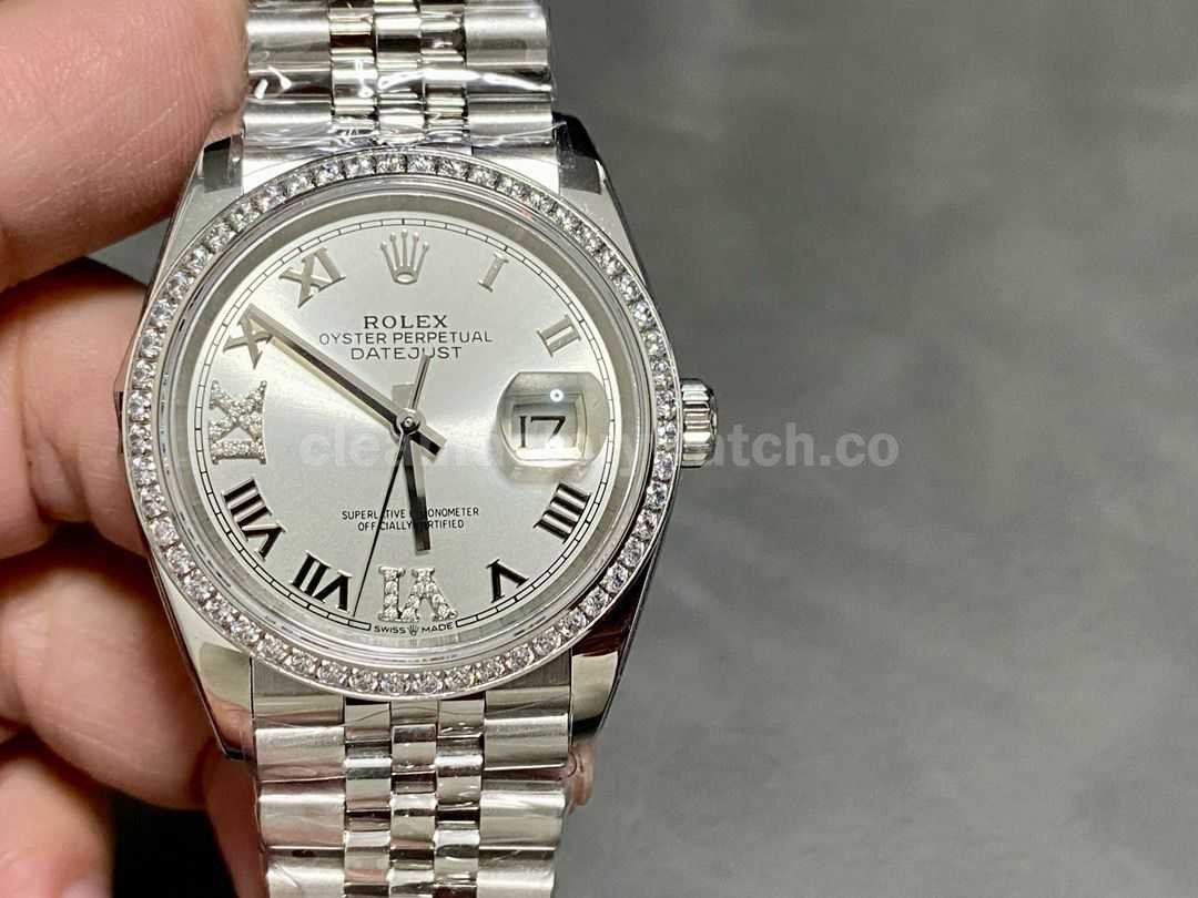 A+ Factory Rolex Datejust 126284RBR 0021 36mm Diamond Bezel Full 904L Roman Numerals&Diamond Sil (16)