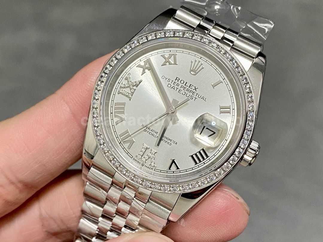 A+ Factory Rolex Datejust 126284RBR 0021 36mm Diamond Bezel Full 904L Roman Numerals&Diamond Sil (5)