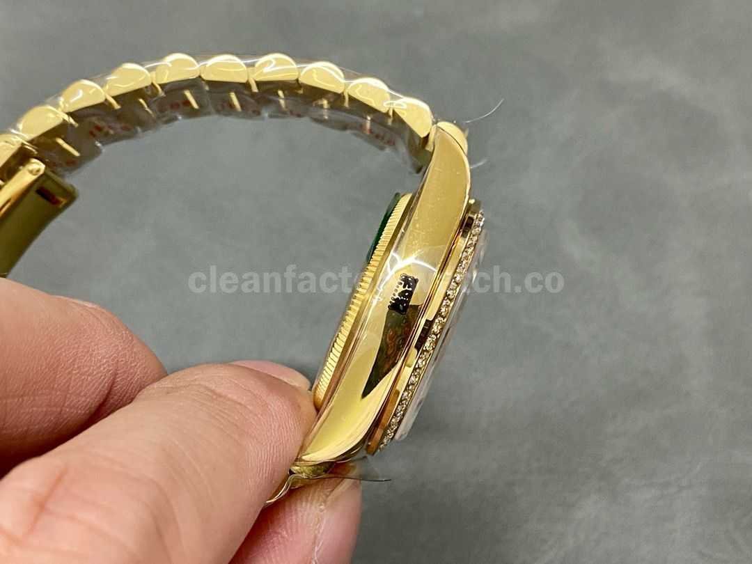 A+ Factory Rolex Datejust 178288 31mm Diamond Bezel Full Yellow Gold Diamond Mop Black Dial (2)