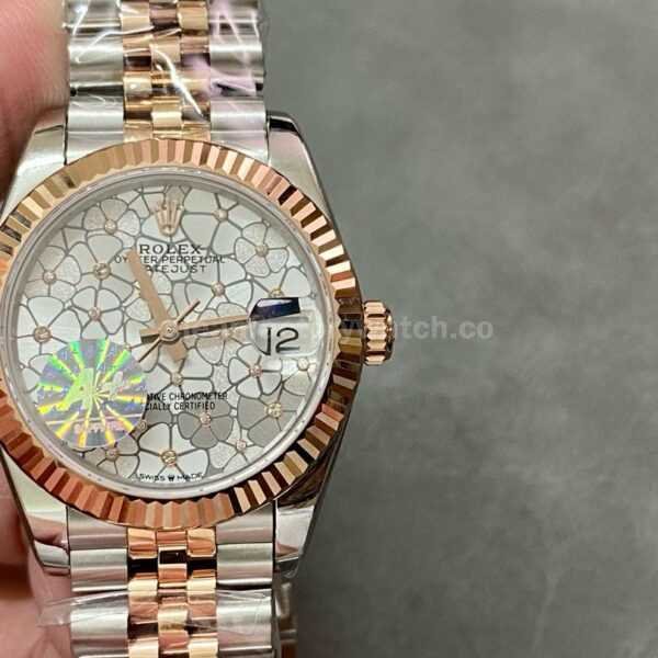 A+ Factory Rolex Datejust 278271-0032 31mm Half Rose Gold Silver Floral-Motif Diamond-Set Dial Jubilee