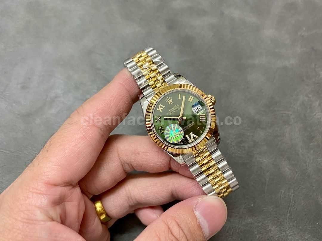 A+ Factory Rolex Datejust 278273 0016 31mm Half Yellow Gold Roman Numerals Diamond Green Dial Jubilee (1)