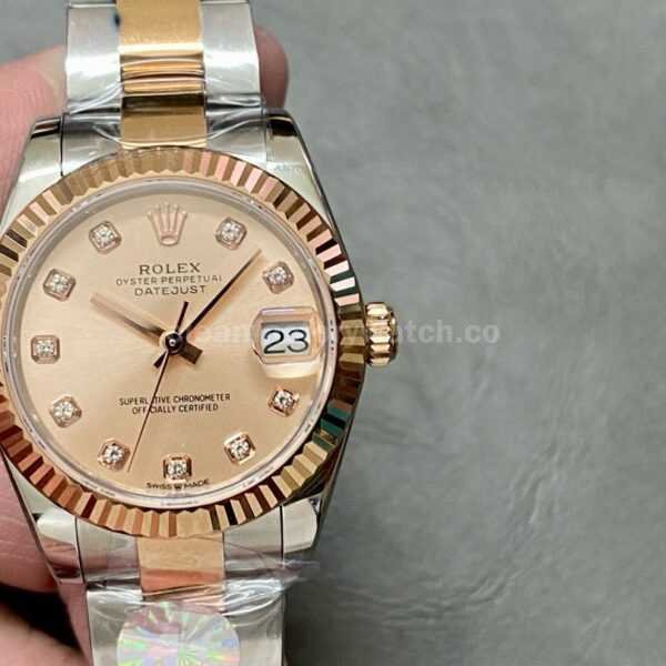 A+ Factory Rolex Datejust 278273-0023 31mm Half Rose Gold Diamond Mop Diamond Mop Pink Dial