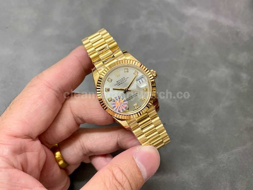 A+ Factory Rolex Datejust 278278 0034 31mm Full Yellow Gold Diamond Mop Silver Dial (1)