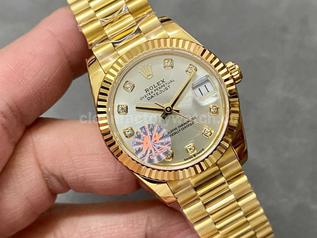 A+ Factory Rolex Datejust 278278 0034 31mm Full Yellow Gold Diamond Mop Silver Dial (8)
