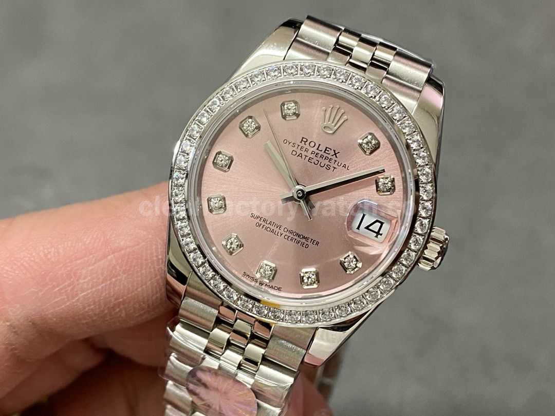 A+ Factory Rolex Datejust 278384RBR 0036 31mm Diamond Bezel Full 904L Diamond Mop Pink Dial Jubilee (8)