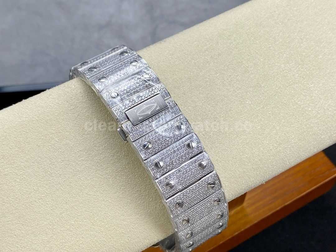 AMG Factory Cartier Full Diamond Santos 40mm Diamond&Steel Roman Number Diamond Dial (1)