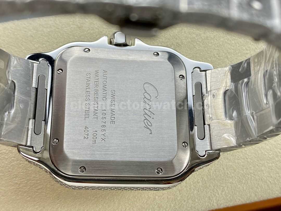 AMG Factory Cartier Full Diamond Santos 40mm Diamond&Steel Roman Number Diamond Dial (2)
