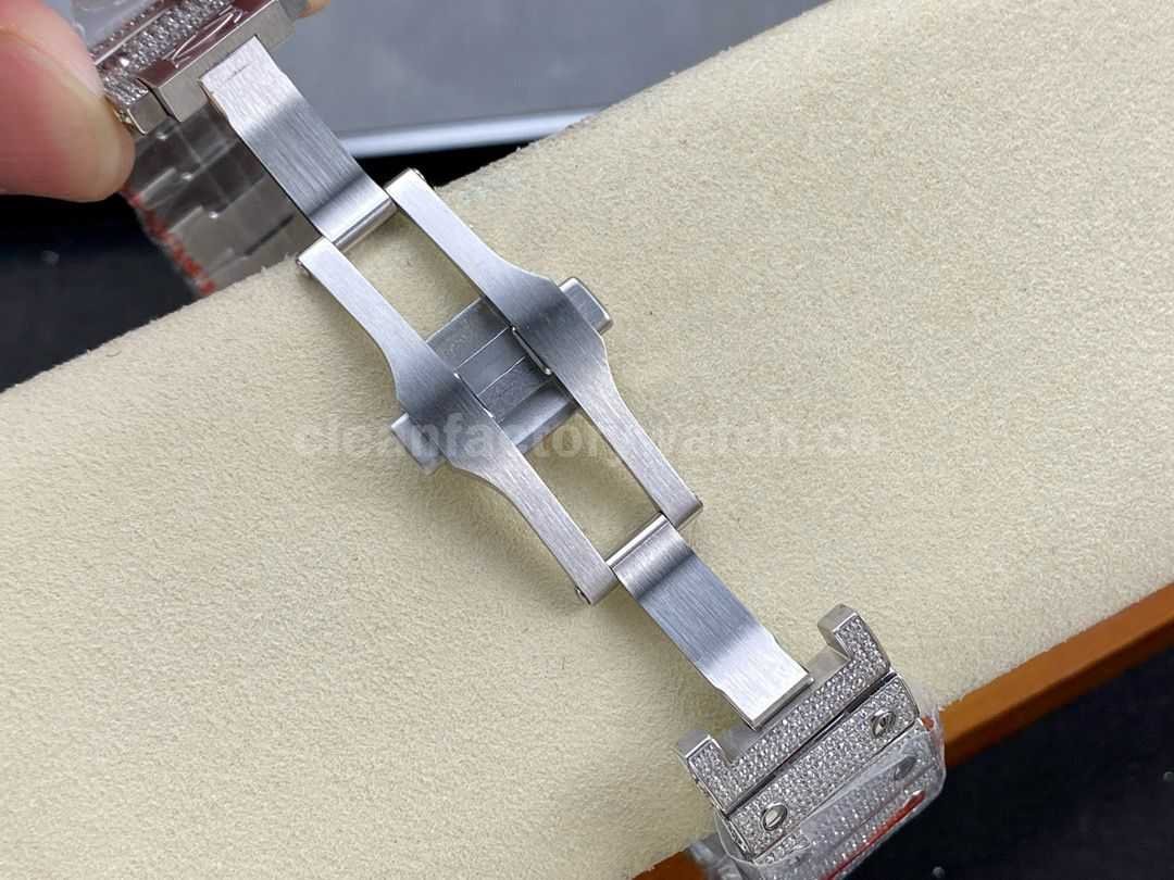 AMG Factory Cartier Full Diamond Santos 40mm Diamond&Steel Roman Number White Dial (5)