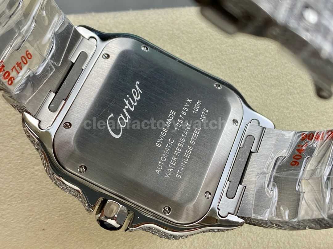 AMG Factory Cartier Full Diamond Santos 40mm Diamond&Steel Roman Number White Dial (8)