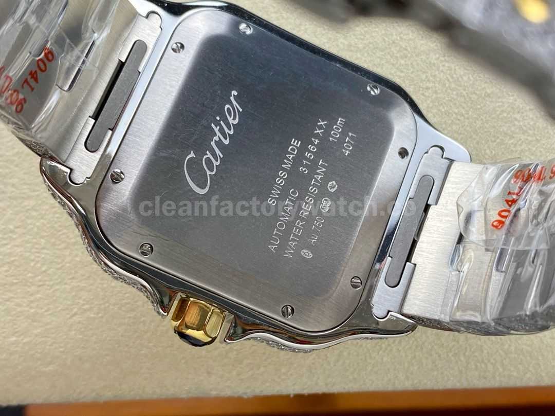 AMG Factory Cartier Full Diamond Santos 40mm Gold Diamond&Steel Arabic Number Diamond Dial (1)