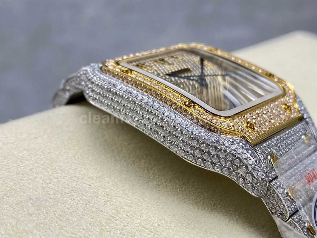 AMG Factory Cartier Full Diamond Santos 40mm Gold Diamond&Steel Arabic Number Diamond Dial (5)