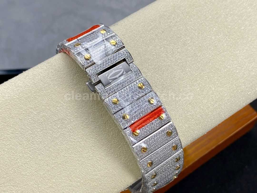 AMG Factory Cartier Full Diamond Santos 40mm Gold Diamond&Steel Arabic Number Diamond Dial (7)
