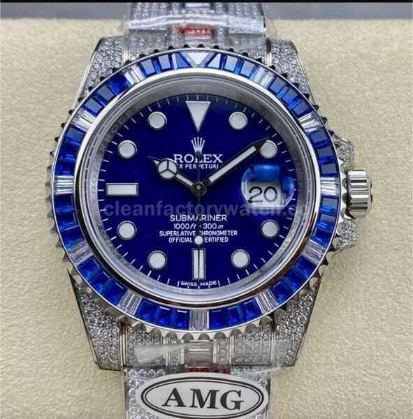 AMG Factory Rolex Submariner Date 116619LB 40mm Blue&White Diamond Bezel Full 904L&Diamond Blue Dial
