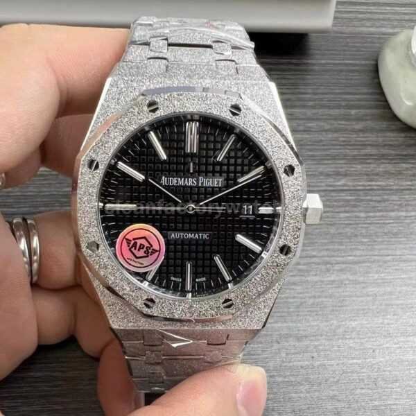 APS Factory Audemars Piguet Royal Oak Frosted Selfwinding 15410 41mm Full Frosted Steel Black Dial