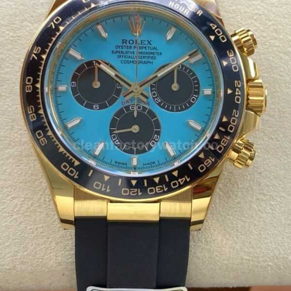 APS Factory Counterweight Rolex Daytona 126518LN Yellow Gold Rubber Strap Tiffany Blue Dial