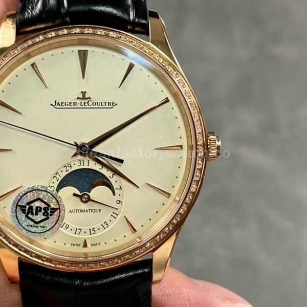 APS Factory Jaeger-LeCoultre Master Ultra Thin Moon Q1362503 Rose Gold Diamond Bezel White Dial