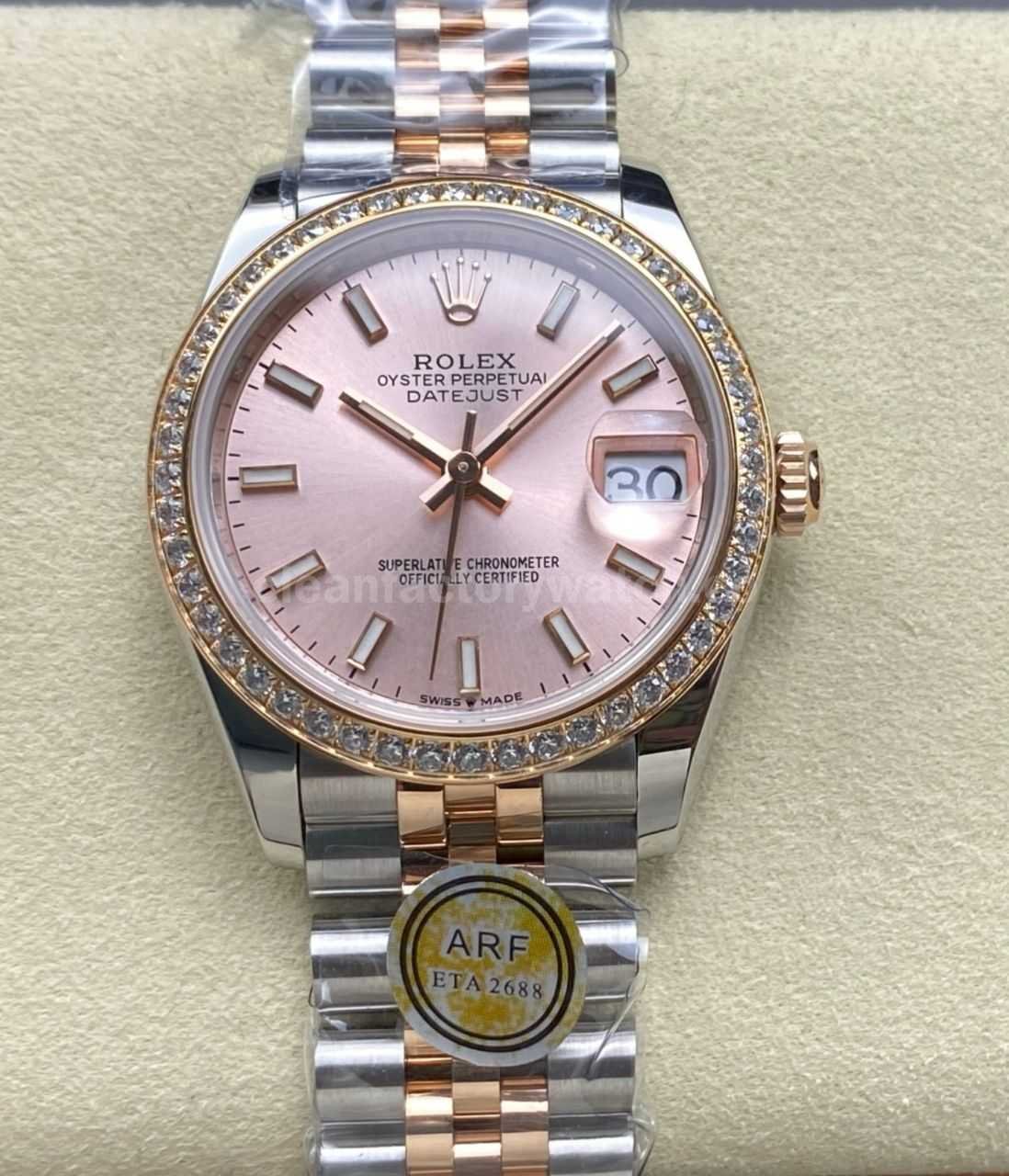 ARF Factory Counterweight Rolex Datejust 278381RBR 0010 31mm Rose Gold Diamond Bezel Sunburst Dial (2)