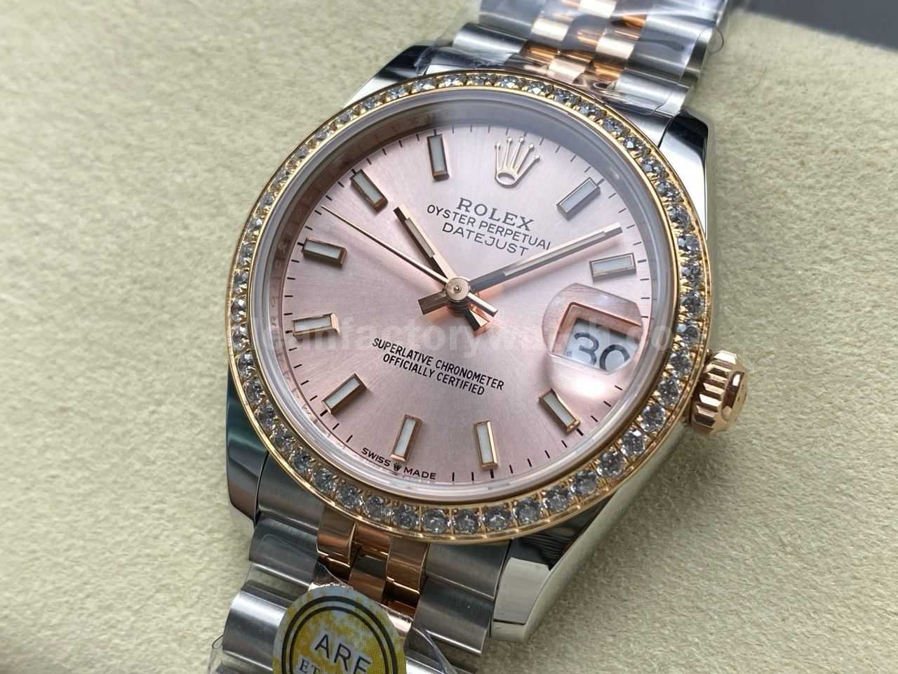 ARF Factory Counterweight Rolex Datejust 278381RBR 0010 31mm Rose Gold Diamond Bezel Sunburst Dial (4)