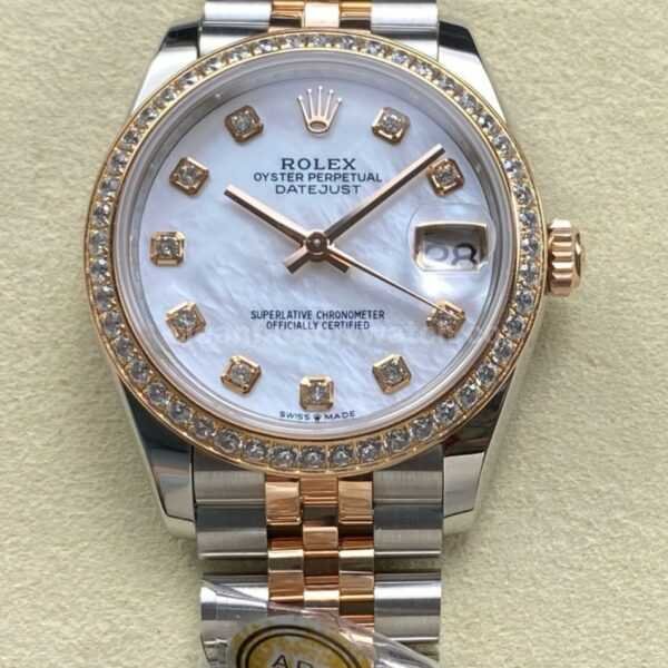ARF Factory Counterweight Rolex Datejust 278381RBR-0026 31mm Rose Gold Diamond Bezel Mother of Pearl Dial