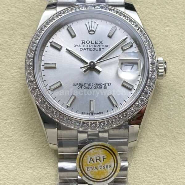 ARF Factory Counterweight Rolex Datejust 278384RBR-0016 31mm Diamond Bezel Silver Dial