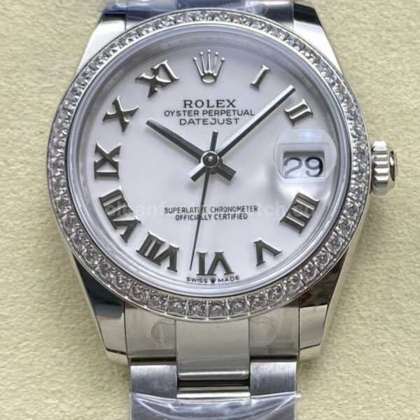 ARF Factory Counterweight Rolex Datejust 278384RBR-0013 31mm Diamond Bezel Roman Numerals White Dial