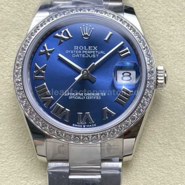 ARF Factory Counterweight Rolex Datejust 278384RBR-0038 31mm Diamond Bezel Roman Numerals Blue Dial